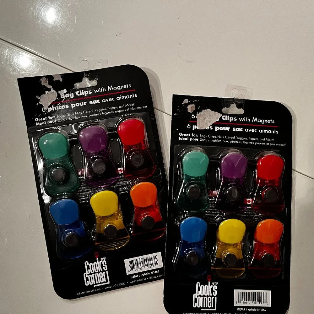 Magnetic‎ Chip Clips Multi-colored  - 2 packs of 6 clips for a total of 12 - NEW